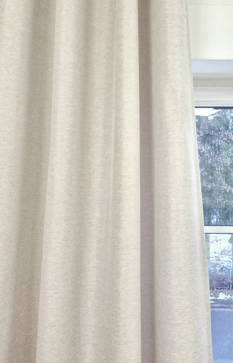 Tkanina matowa, chłodny beż, cappuccino o strukturze lnu wys. 320 cm.